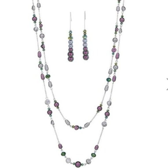 NWT- Avon Multi Strand Pearly and Beaded Necklace and Earring Set - Picture 1 of 2